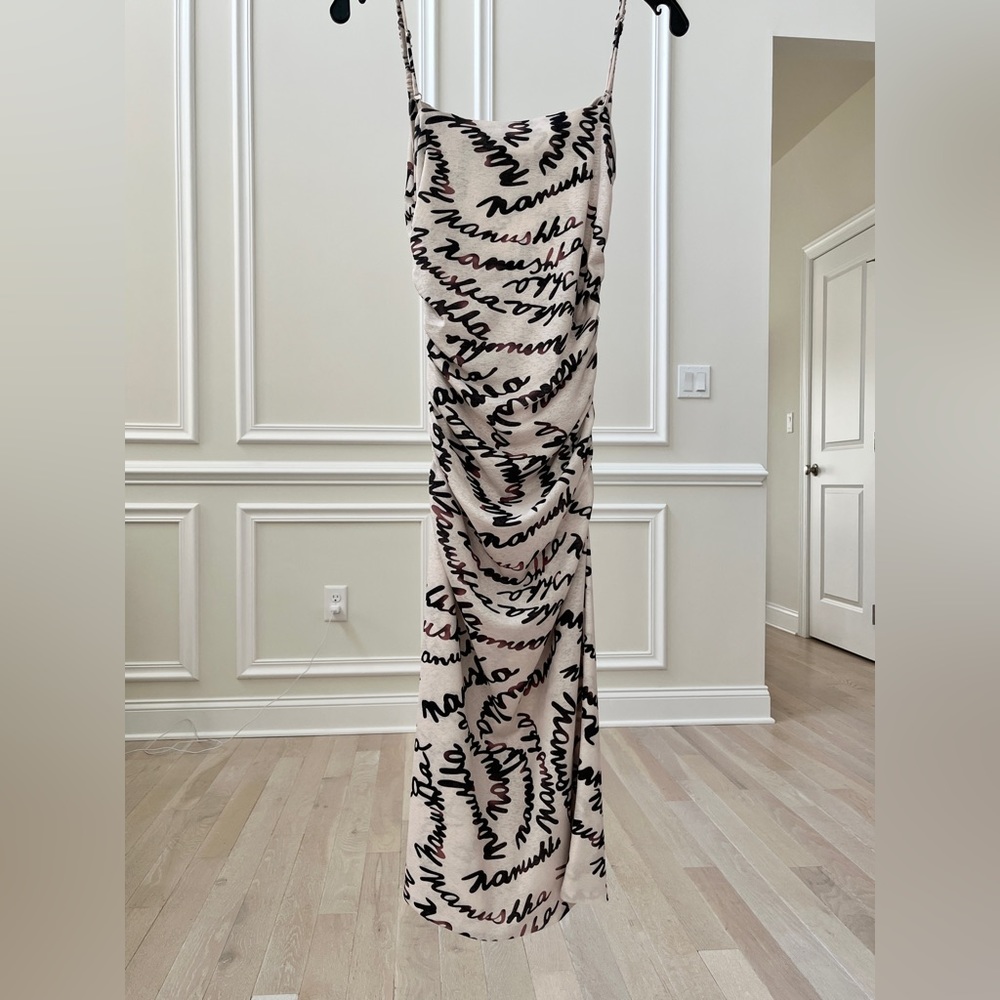 Nanushka Alexa Ruched Dress in Beige - Size S - NWOT